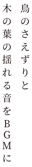 鳥のさえずりと木の葉の揺れる音をBGMに